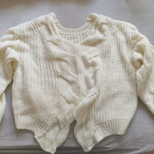 Cream sleeve sweater, oversize s/m